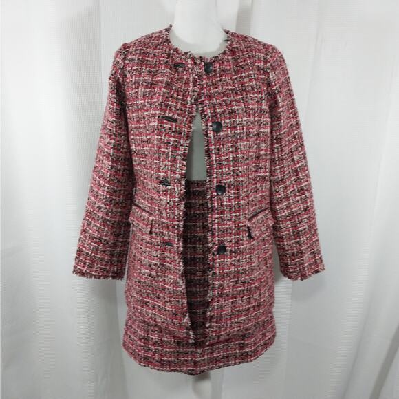 NWOT! TALBOTS! STUNNING RED, ORANGE, BROWN, BLK & CREAM WOOL+ SKIRT SUIT! SZ 4P - Picture 3 of 15